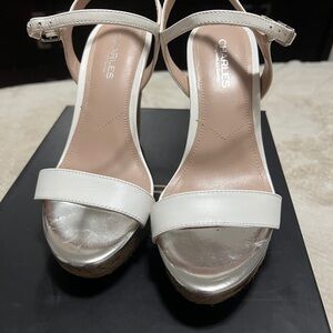 Charlies Elegant White and Silver Heels